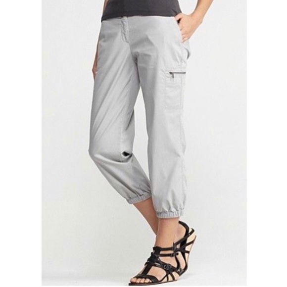 Eileen Fisher Pants - Eileen Fisher Grey Cargo Jogger Pants, Size Large, Cotton, Tencel, Spandex, Soft